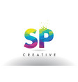 sp s p colorful letter origami triangles design vector image