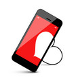 heart in mobile phone vector image vector image