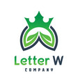 king nature logo design letter w vector image