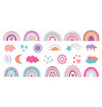 boho weather elements rainbow and clouds vector image vector image