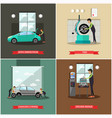 set of car service station repair shop vector image vector image