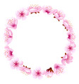 round sakura frame realistic pink flowers border vector image vector image