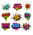 set hand drawn effects comic speech bubbles vector image