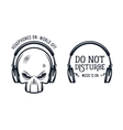skull in headphones print with quote vintage vector image
