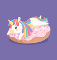 unicorn on donut sweet dessert cafe bar coffee vector image vector image