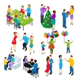isometric festive people set vector image