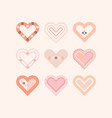 trendy pink color cute assorted hearts icons set vector image