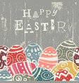easter eggs on wooden board eggs border by down vector image vector image