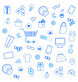 seamless pattern with blue outline shopping icons vector image