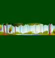 cartoon forest panoramic background with lake vector image