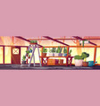 glass greenhouse with plants trees and flowers vector image