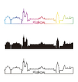 krakow skyline linear style with rainbow vector image
