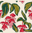 paradise flowers pattern red and white long vector image vector image