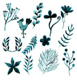 watercolor set floral design elements for party vector image vector image