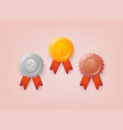gold silver and bronze medals 3d web vector image