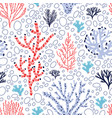 seamless pattern with red and blue corals vector image
