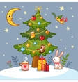 christmas card with tree and gifts vector image vector image