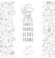 doodle icons seamless travel frame vector image