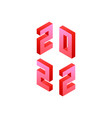pink 2022 numbers isometric object vector image vector image