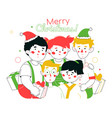 happy children at christmas party - colorful flat vector image