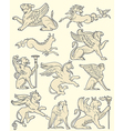set of animals and medieval scenes vector image vector image