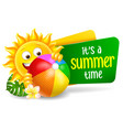 cheerful cartoon sun character which announce vector image