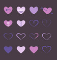 hearts flat icon set in purple and pink color vector image