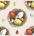 seamless pattern with hand drawn eggs and nests vector image vector image