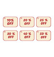 set of price tags red text on yellow textural vector image
