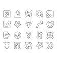 arrow charcoal hand draw line icons set vector image