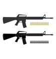assault rifles with bullets color silhouette vector image vector image