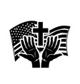 prayer hands on american flag background vector image vector image