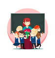 children congratulate teacher on teachers day vector image