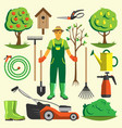garden equipment flat set vector image