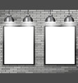 duo blank frame on brick wall with lamp nice show vector image vector image