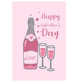 cute valentine s day card with champagne vector image