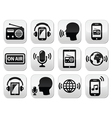radio podcast app on smartphone and tablet button vector image
