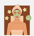 spa therapy girl with green facial mask vector image vector image