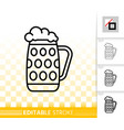 beer mug simple black line icon bar ware vector image vector image