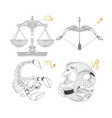 hand drawn zodiac sign libra sagittarius scorpi vector image