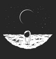 cute astronaut stands alone on moon vector image vector image
