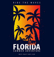 florida surfing graphic with palms t-shirt design vector image