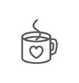 hot cup with heart valentine day line icon vector image