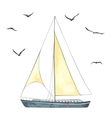 boat with sails and seagulls made vector image