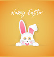 easter bunny looks out of the hole vector image