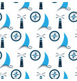 sailboat on wave lighthouse and sea compass vector image