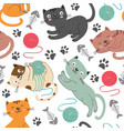 seamless pattern with cheerful cats vector image