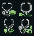 stethoscope icon set neon vector image vector image