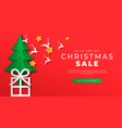 christmas sale paper cut gift box web template vector image