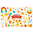 happy easter elements flat design easter set vector image vector image